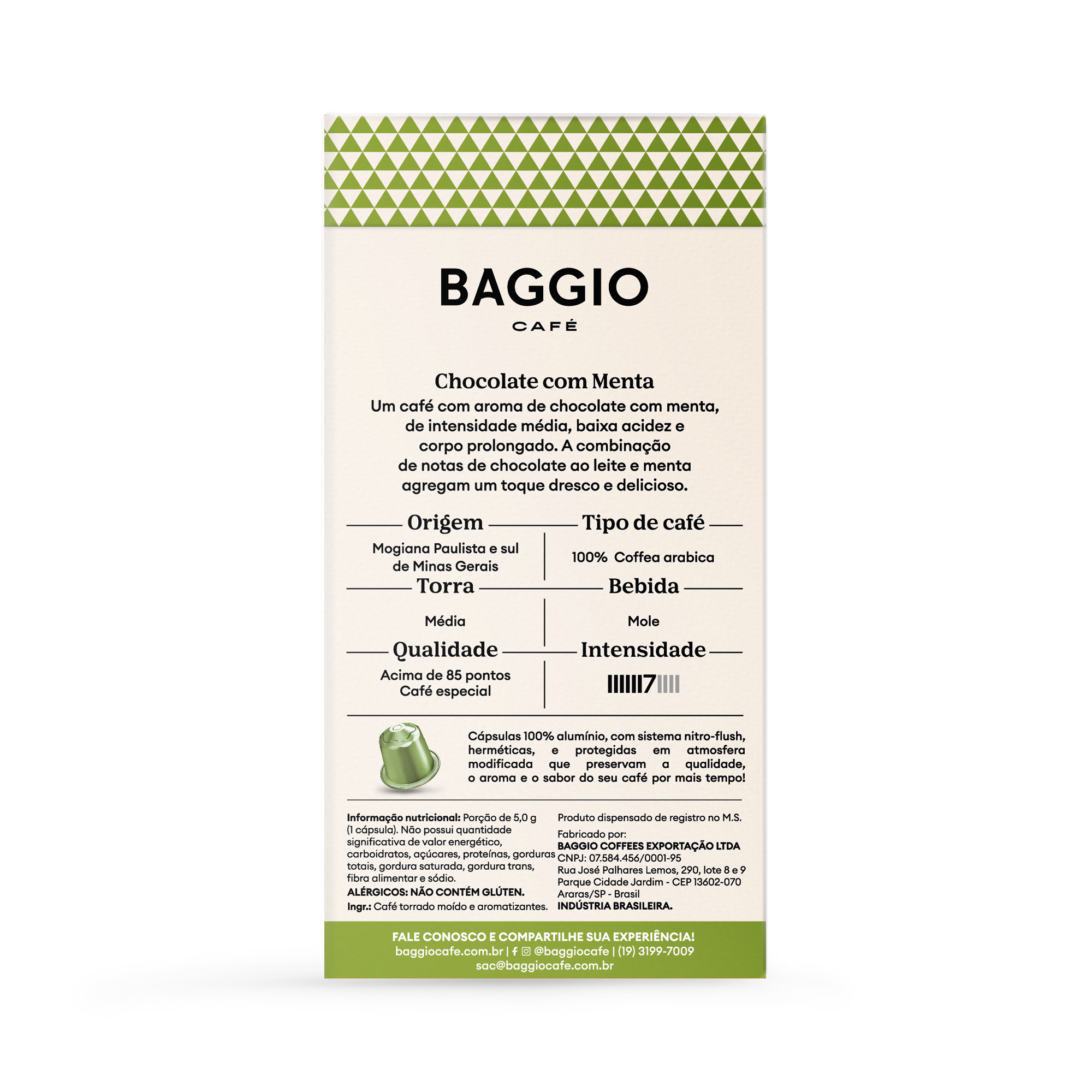 Baggio Aromas Chocolate com Menta - 10 Cápsulas p/ Nespresso*
