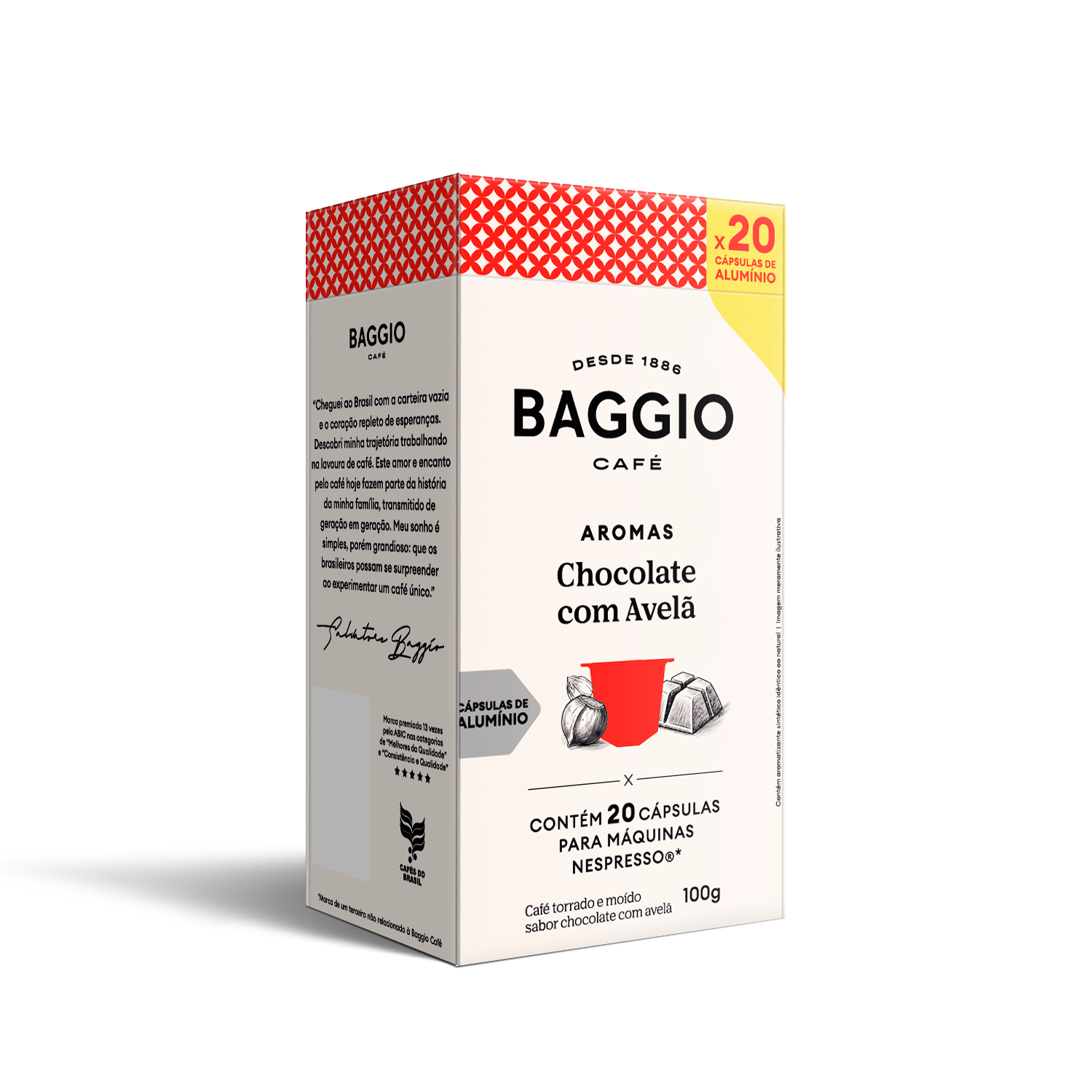 Baggio Aromas Chocolate com Avelã - 20 Cápsulas p/ Nespresso*